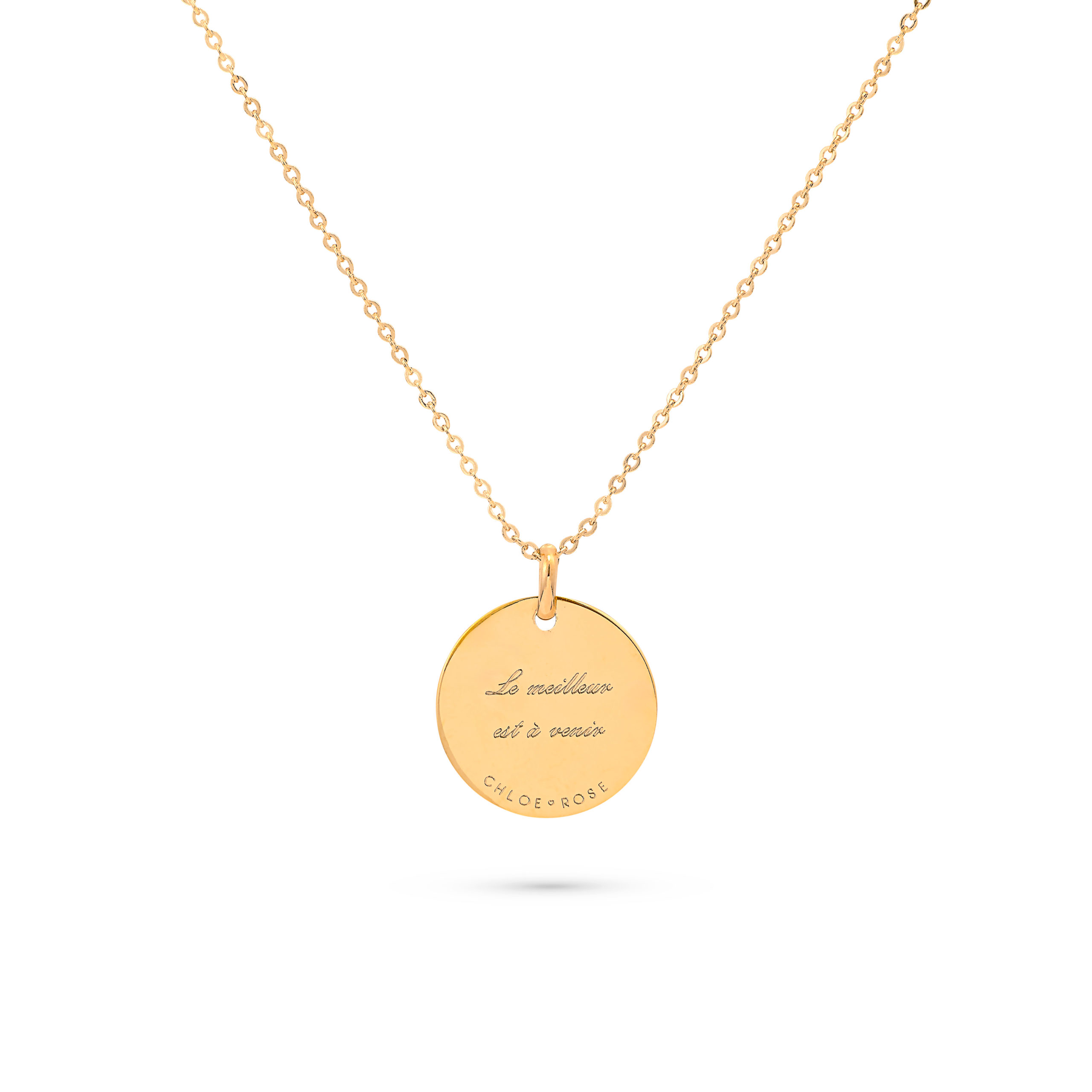 Collier mantra étoile polaire laiton doré 3 microns imaginé et créé par Chloé Rose