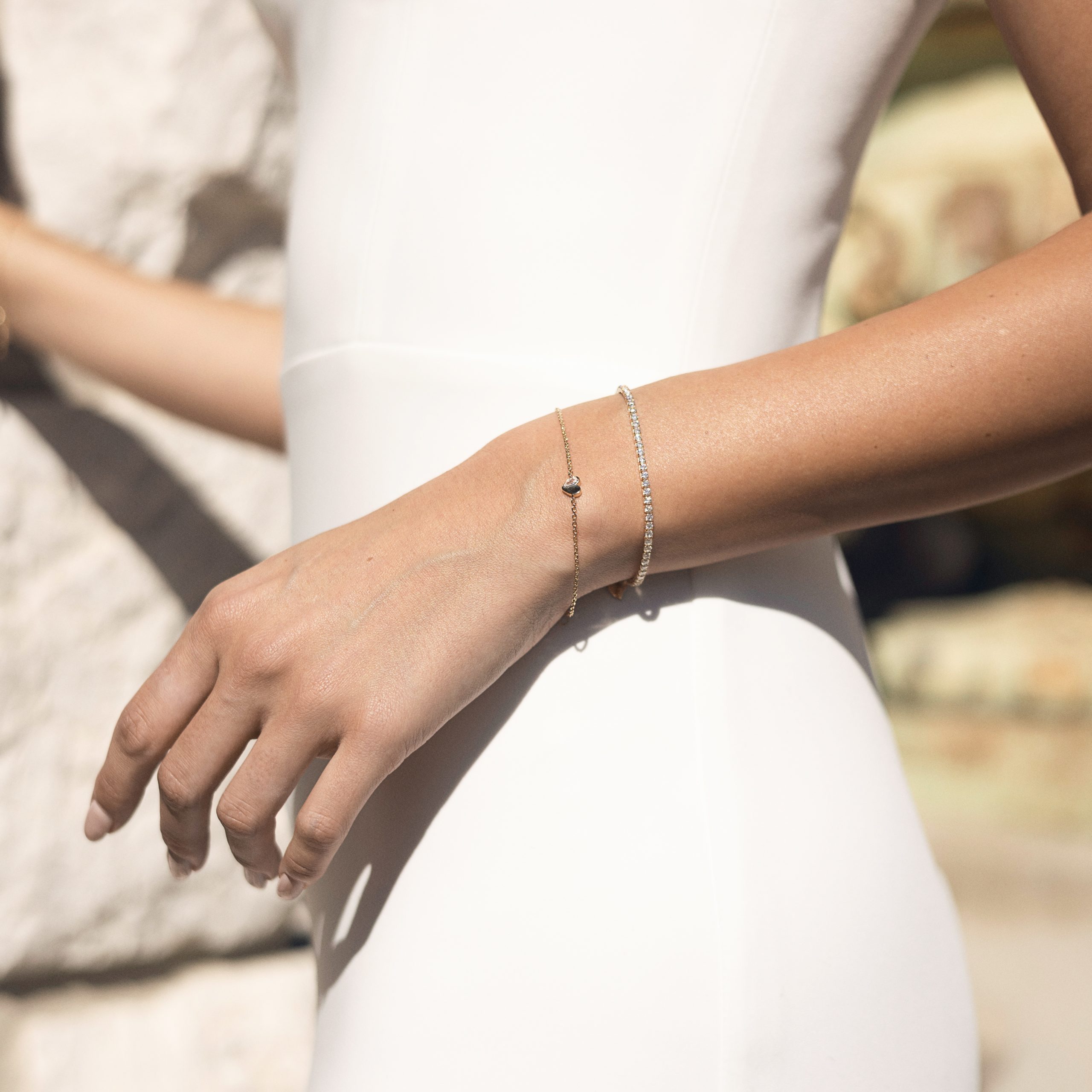 Bracelet doré YOANA en laiton doré 3 microns avec coeur et zircon - Collection Cérémonie