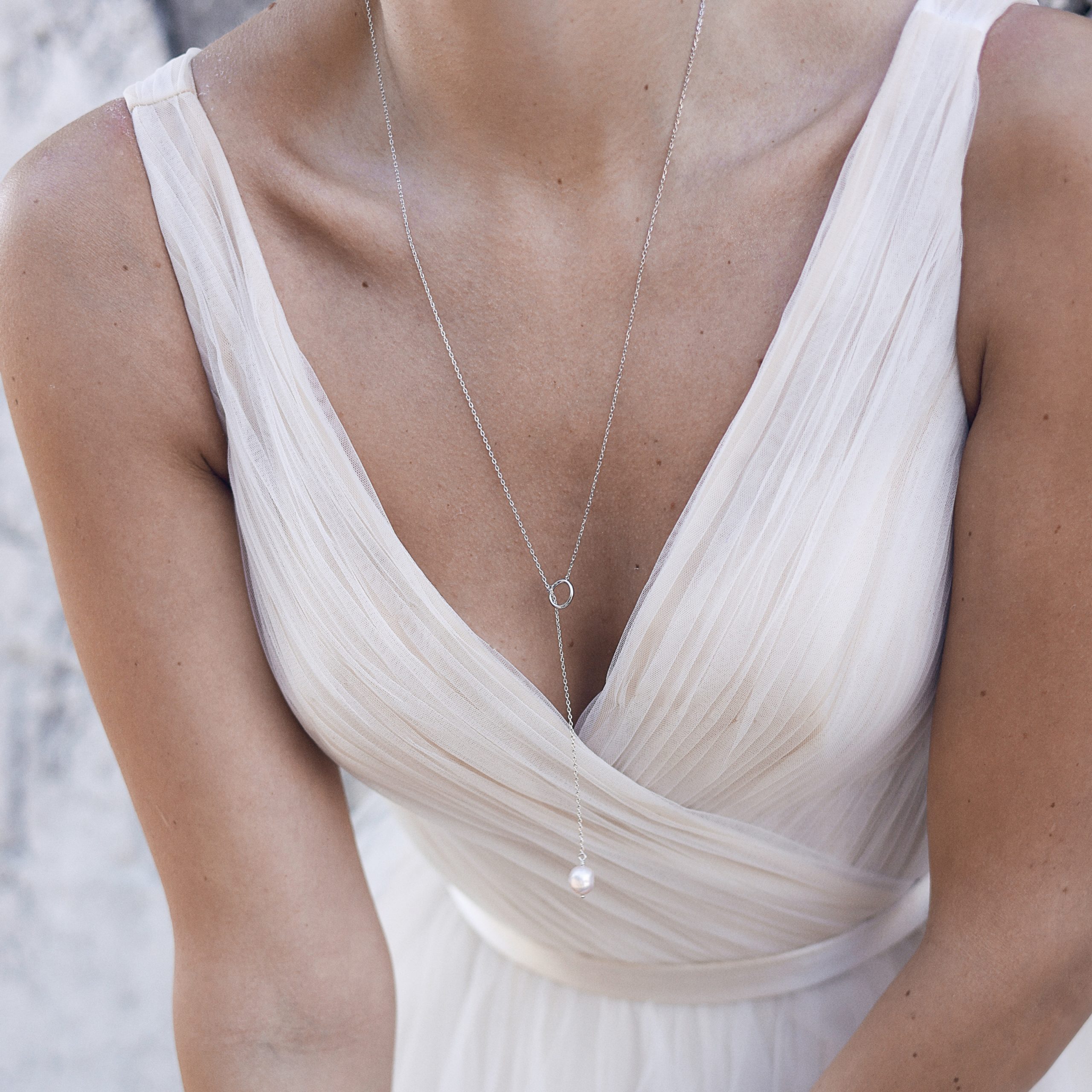 Collier argenté ETERNITY en argent 925 et nacre - Collection Cérémonie